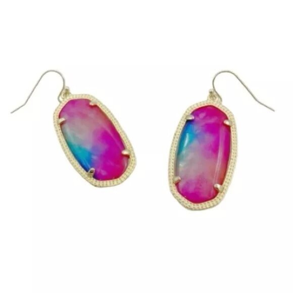 NWT Vintage Rare Kendra Scott Gold Elle Watercolor Illusion Drop Earrings